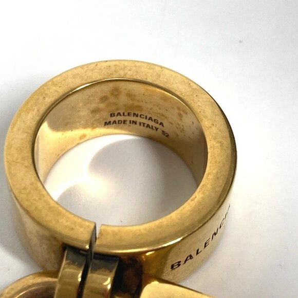 BALENCIAGA Padlock logo Accessories Ring Metal Gold - Picture 8 of 11